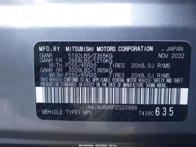 2023 MITSUBISHI OUTLANDER JA4J4UA86PZ020886 Photo 8