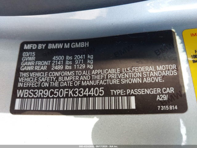 WBS3R9C50FK334405 BMW 2015
