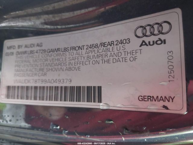 2009 AUDI A5 WAUDK78T99A049379 Photo 8