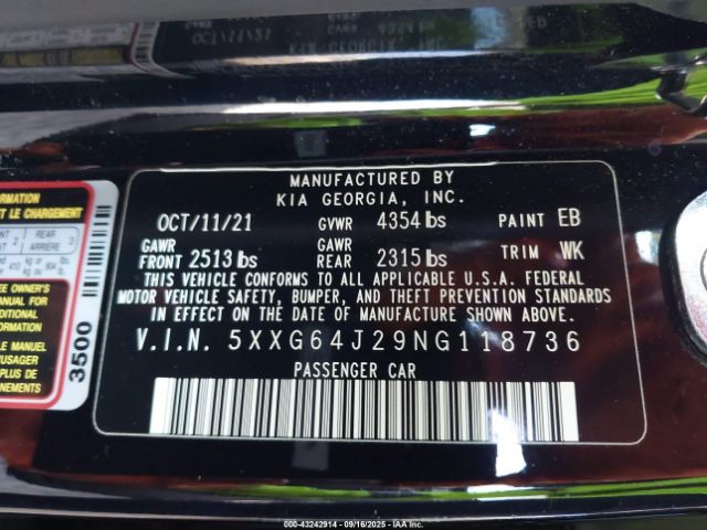 2022 KIA K5 5XXG64J29NG118736 Photo 8