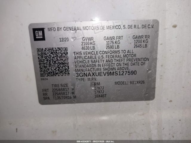 2021 CHEVROLET EQUINOX 3GNAXUEV9MS127590 Photo 8