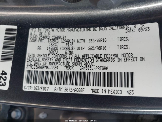 3TMCZ5AN8PM635324 Toyota 2gr-fks