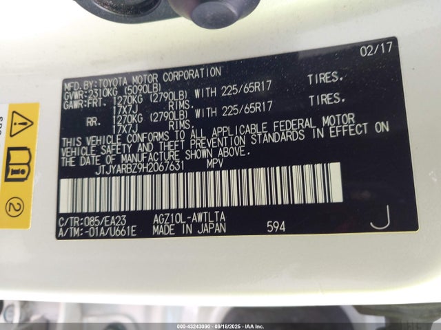 JTJYARBZ9H2067631 Lexus 8ar-fts