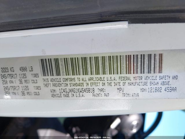 2019 JEEP WRANGLER 1C4GJXAG1KW545818 Photo 8