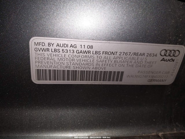 2009 AUDI A6 WAUWG74FX9N020217 Photo 8