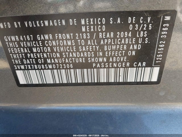 3VW7X7BU8SM072306 Volkswagen tsi