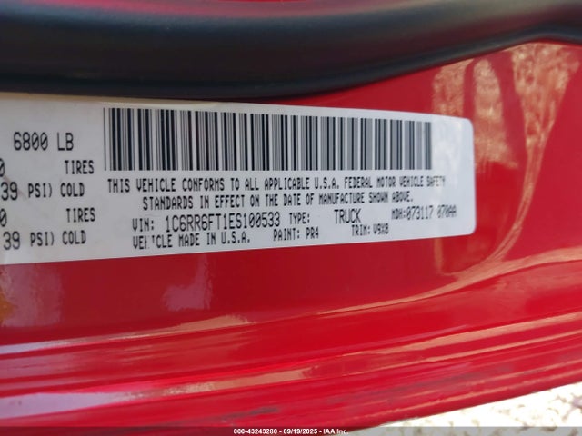 RAM 2014 2014 1C6RR6FT1ES100533 Image 9