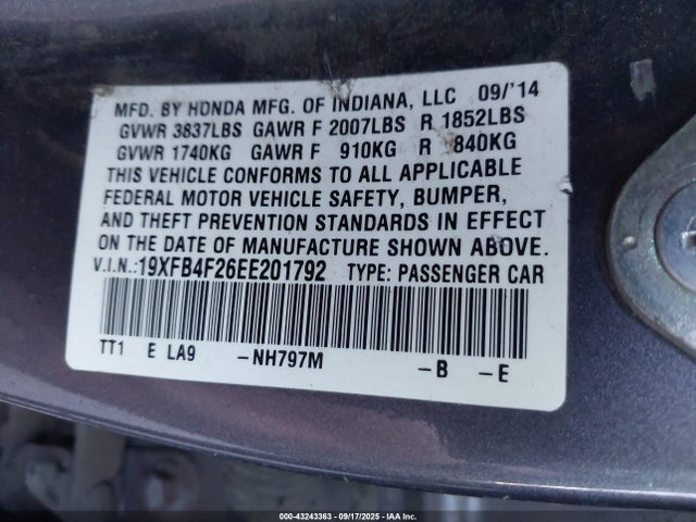 Honda lea2 2014 19XFB4F26EE201792 Image 9