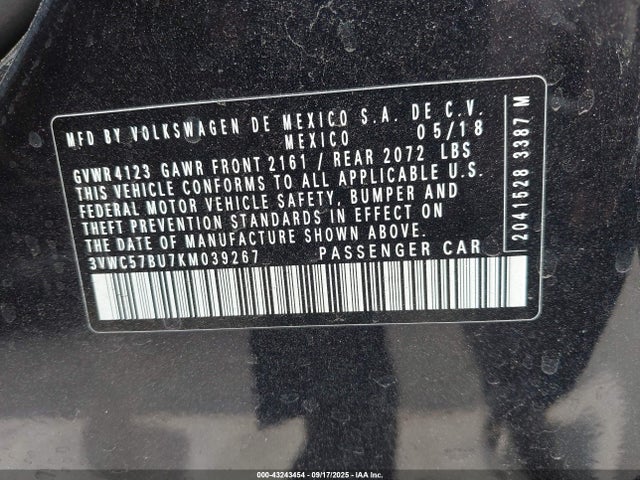 3VWC57BU7KM039267 Volkswagen 1.4 tsi