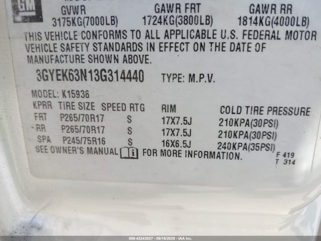 2003 CADILLAC ESCALADE EXT 3GYEK63N13G314440 Photo 8