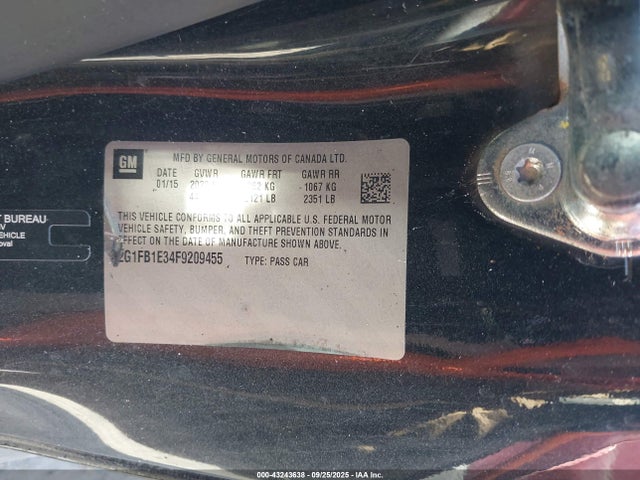 Chevrolet lfx 2015 2G1FB1E34F9209455 Image 9