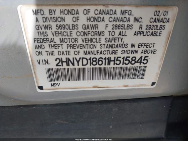 2001 ACURA MDX 2HNYD18611H515845 Photo 8
