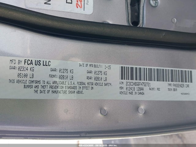 Dodge Charger 2015 2C3CDXBG6FH752721 Image 9