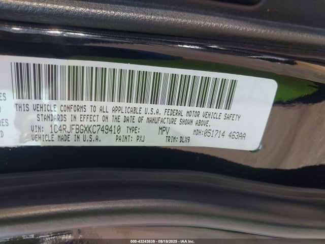 1C4RJFBGXKC749410 Jeep Grand Cherokee