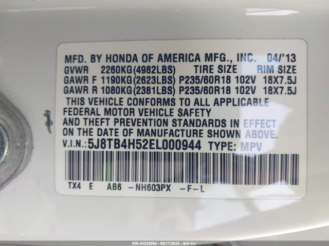 Acura j35z2 2014 5J8TB4H52EL000944 Image 9