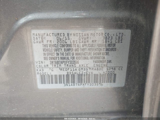 3N1AB7APXFY303596 Nissan 2015