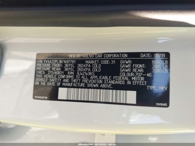2019 VOLVO XC90 YV4A22PL9K1497781 Photo 8