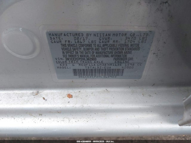 Aukcja sprzedaży 2017 Nissan Versa Note Sv, vin: 3N1CE2CP2HL362903, numer aukcji: 43244051