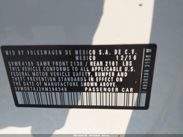 3VWDB7AJ2HM296348 Volkswagen 1.4 tsi