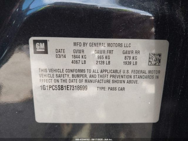 2014 CHEVROLET CRUZE 1G1PC5SB1E7318699 Photo 8