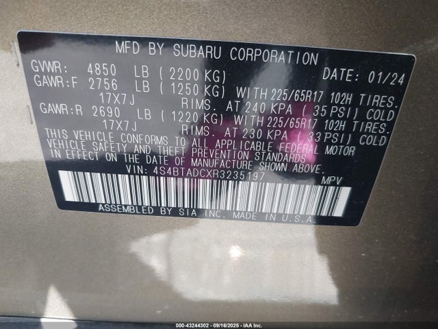 4S4BTADCXR3235197 Subaru na, u5