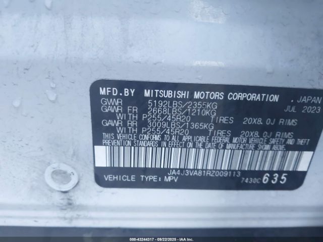 2024 MITSUBISHI OUTLANDER JA4J3VA81RZ009113 Photo 8