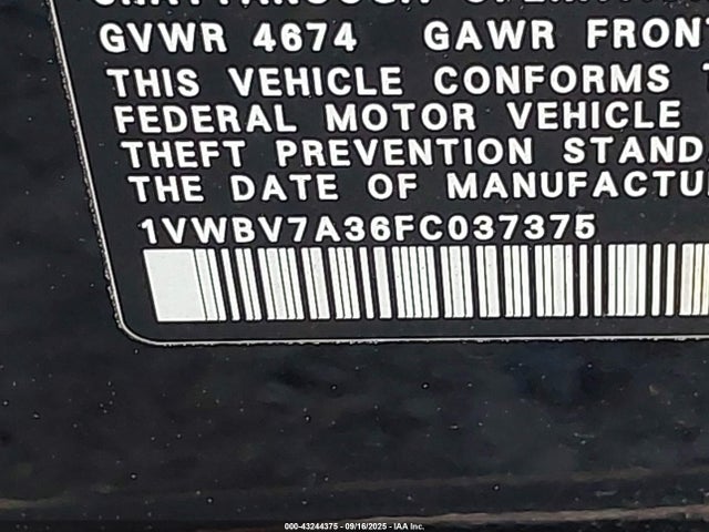 Volkswagen 2015 2015 1VWBV7A36FC037375 Image 9