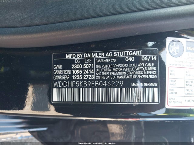 WDDHF5KB9EB046229 Mercedes-Benz E-Class