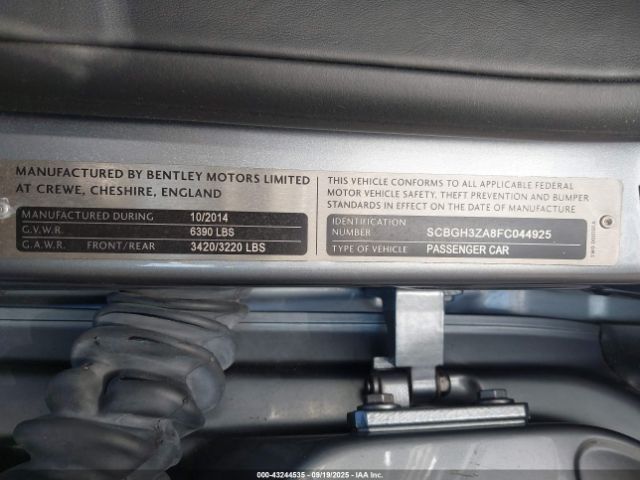 2015 BENTLEY CONTINENTAL GT SCBGH3ZA8FC044925 Photo 8