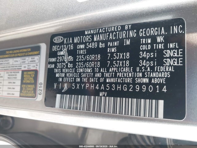 5XYPH4A53HG299014 KIA 2017