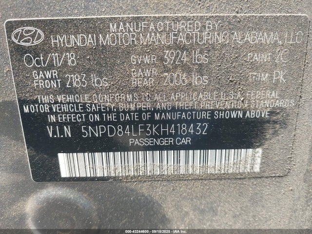 Hyundai mpi nu 2019 5NPD84LF3KH418432 Image 9