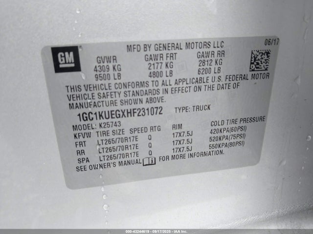 1GC1KUEGXHF231072 Chevrolet l96 - e85 max, iron