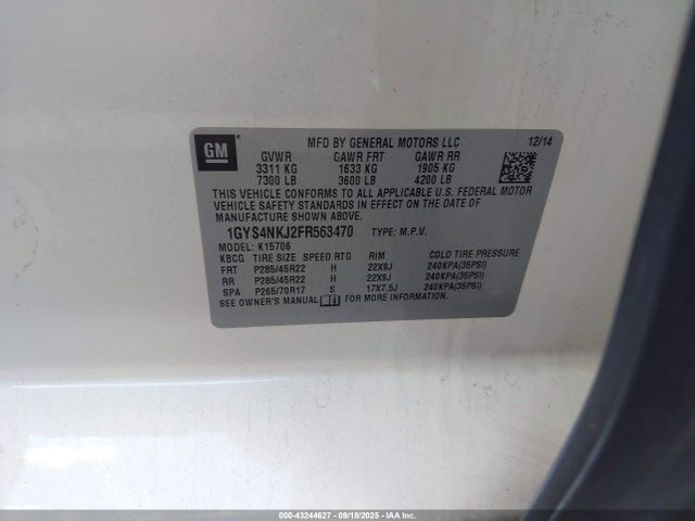 2015 CADILLAC ESCALADE 1GYS4NKJ2FR563470 Photo 8