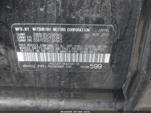 2016 MITSUBISHI LANCER JA32U2FU9GU004178 Photo 8