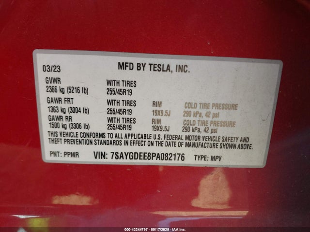 2023 TESLA MODEL Y 7SAYGDEE8PA082176 Photo 8