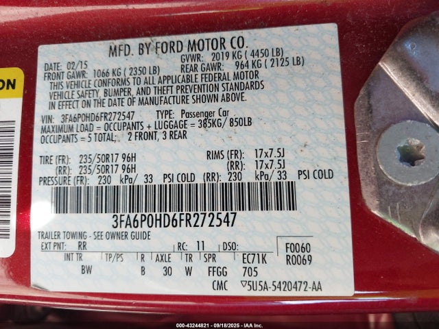3FA6P0HD6FR272547 Ford 2015