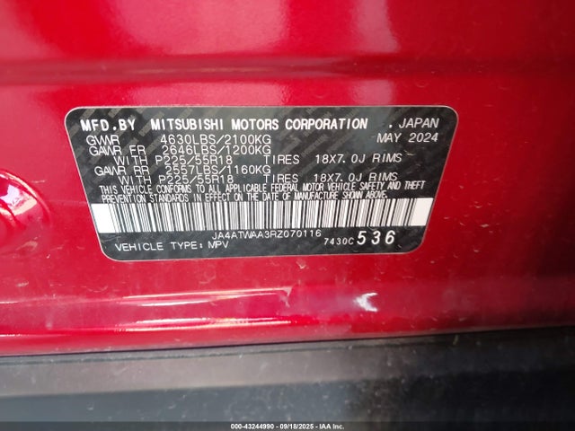 JA4ATWAA3RZ070116 Mitsubishi tc/ic mivec