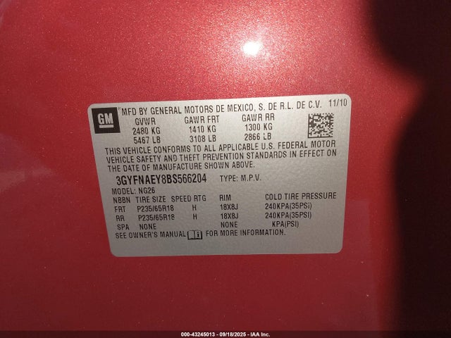 2011 CADILLAC SRX 3GYFNAEY8BS566204 Photo 8