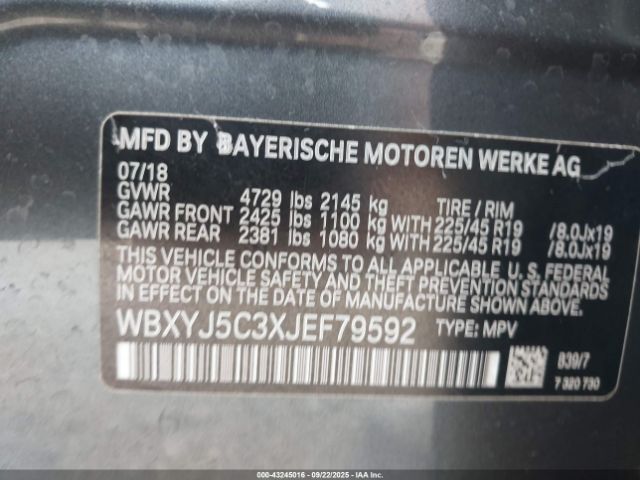2018 BMW X2 WBXYJ5C3XJEF79592 Photo 8