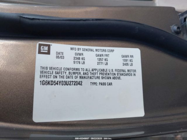 2003 CADILLAC DEVILLE 1G6KD54Y03U272042 Photo 8