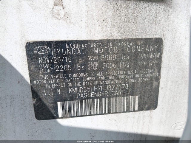 KMHD35LH7HU377173 Hyundai ELANTRA GT