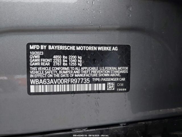 2024 BMW 4 SERIES GRAN COUPE WBA63AV00RFR97735 Photo 8