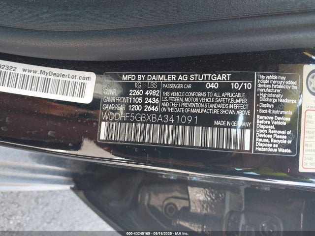 43245169 :رقم المزاد ، WDDHF5GBXBA341091 vin ، 2011 Mercedes-benz E 350 مزاد بيع