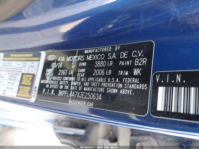 3KPFL4A7XJE250634 KIA mpi nu