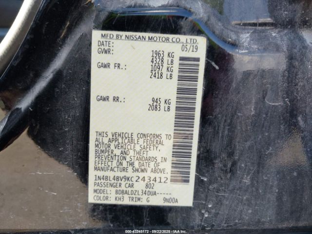 2019 NISSAN ALTIMA 1N4BL4BV9KC243412 Photo 8