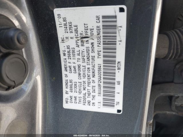 2010 ACURA TL 19UUA8F2XAA005841 Photo 8