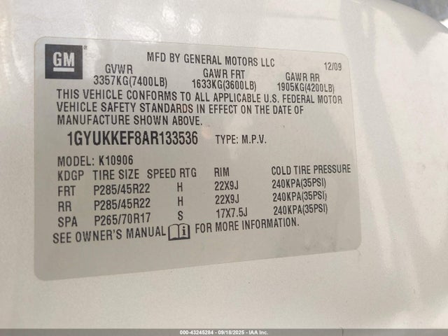 2010 CADILLAC ESCALADE ESV 1GYUKKEF8AR133536 Photo 8