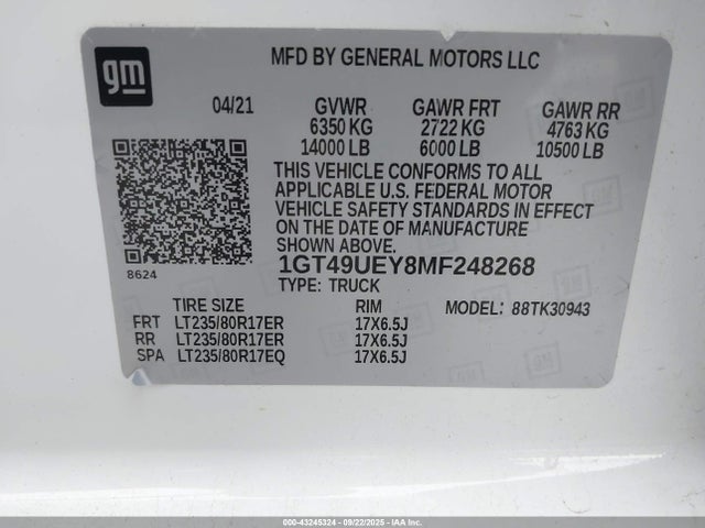 1GT49UEY8MF248268 GMC l5p - di, duramax, gen 5 var. 1