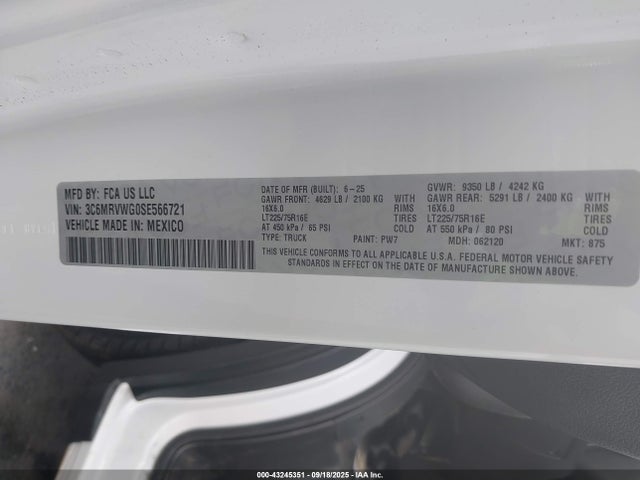3C6MRVWG0SE566721 RAM Promaster 3500 3500 Standard