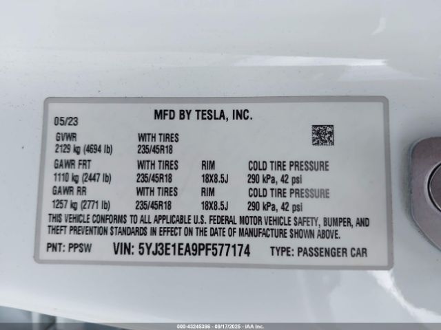 2023 TESLA MODEL 3 5YJ3E1EA9PF577174 Photo 8